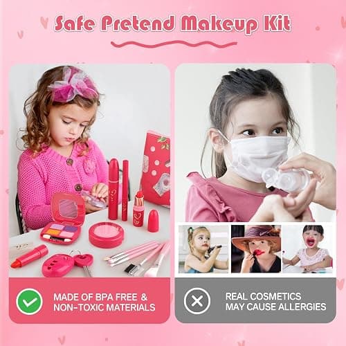 Woumserta Toddler Girl Toys, Pretend Makeup Kit for Girls 3-5, Kids Play Makeup Set for Kids 3-5 4-6, Toddler Makeup Kit with Fake Makeup Set, Car Key & Make up Toy for Age 3 4 5 Year Old Girl Gifts thumbnail 7