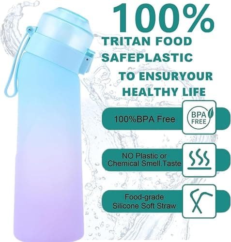 Turgorl Air Scent Water Bottle Flavor Pods 650ML Fruit Fragrance Scented Water Cup BPA Free 0% Sugar For Fitness And Outdoor (Gradient Blue Bottle+12 pods in random flavors) thumbnail 7