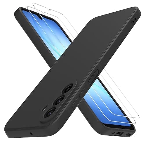 THIYUFUNS Case for Samsung Galaxy A17 5G / 4G with 2 Tempered Glass Screen Protector, Silicone Slim Fit Shockproof Anti-Scratch Compatible with Samsung Galaxy A17 5G / 4G - Black - Image 1