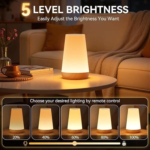 Auxmir LED Night Light Bedside Lamp Touch and Remote Control Dimmable Tabletop 13 RGB Colors Changing 5 Brightness Adjustable Rechargeable Portable Lamp for Baby Kids Nursery Bedroom Bathroom Camping thumbnail 4
