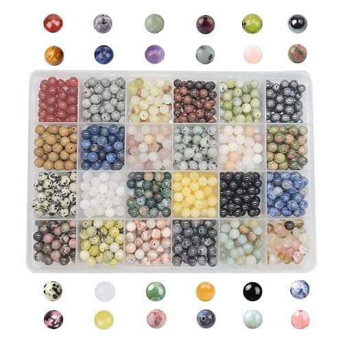 GangGangHao 960pcs Natural Stone Beads Crystals Round Genuine Real Stone Beading Loose DIY Gemstone for Bracelet Jewelry Making(6mm,24 Color) - Image 1