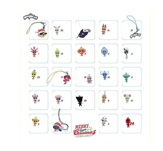 Miraculous Ladybug Ultimate Advent Kwami Calendar - 24 Days of Miniature Kwamis & EVA Seasonal Charms - Christmas Countdown Calendar with Hooks & Ribbons, Festive Collectible Toys for Kids Holiday Joy thumbnail 4