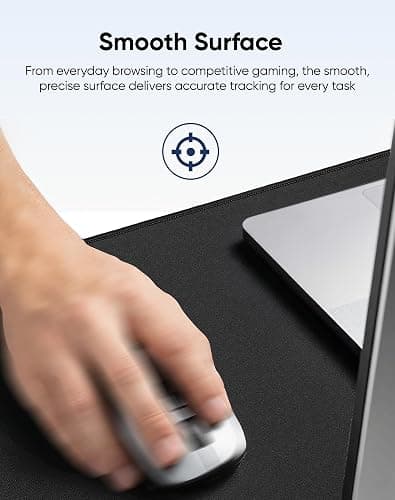 Reniteco Large Gaming Mouse Pad with Durable Stitched Edges, Non-Slip Rubber Base, Big Computer Keyboard Mouse Mat Desk Pad for Home Office Gaming Work, 31.5''x11.8''x0.12'', Black thumbnail 3