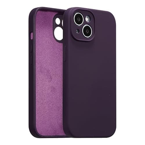 UCASONG for iPhone 15 Case Silicone,with [Full Camera Protection][Soft Anti-Scratch Microfiber Lining],Liquid Silicone Ultra Slim Shockproof Phone Case for Men Women Girls-Dark Purple - Image 1