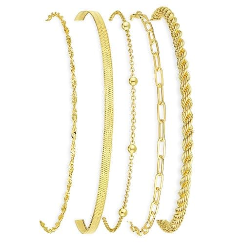 BERISO Gold Bracelets for Women, Elegant Adjustable 14K Gold Plated Bracelet for Women, Trendy Minimalist Dainty Gold Bracelet for Everyday Wear - Image 1