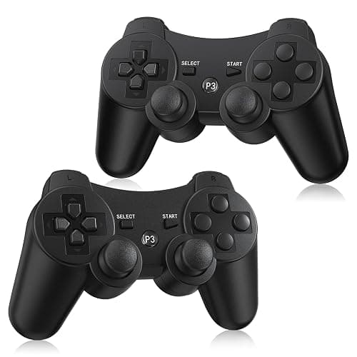 Yinjie 2 Pack Wireless Controller for PS3, Compatible with Playstation 3, with 2 Charging Cables - Black thumbnail 2
