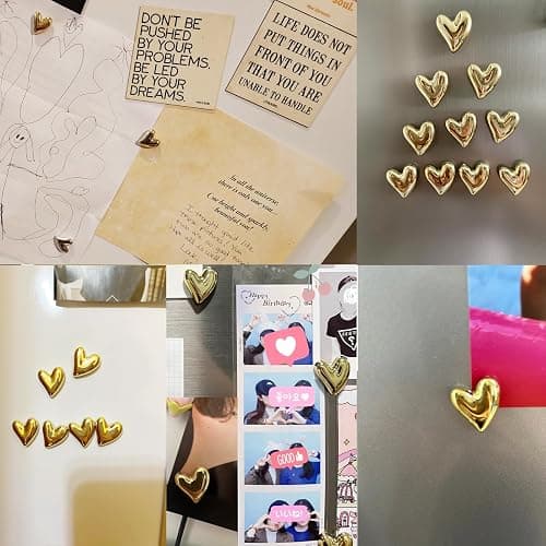 Janvelle 12PCS Refrigerator Magnets Gold Magnets for Fridge 0.83in Small Love Heart Cute Decorative Magnet Set for Home Kitchen Office Whiteboard Decor thumbnail 7