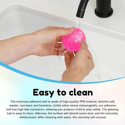 4pcs Glowing Sticky Balls, Glow in Dark Toys Stress Balls for Adults,Stress Relieving Fun Decompression Fidget Toy Birthday Gift,Easter Basket Stuffers Gift for Him Her Women thumbnail 5