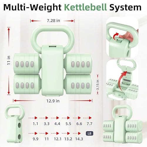 Nimsqury 2-in-1 Adjustable Dumbbell Set, Upgraded 5 Levels Heavier Hand Weights for Women Men, Each 2.2/3.3/4.4/5.5/6.6lb, Convertible Weights Dumbbells and Kettlebell Set for Home Gym Exercise & Fitness thumbnail 5