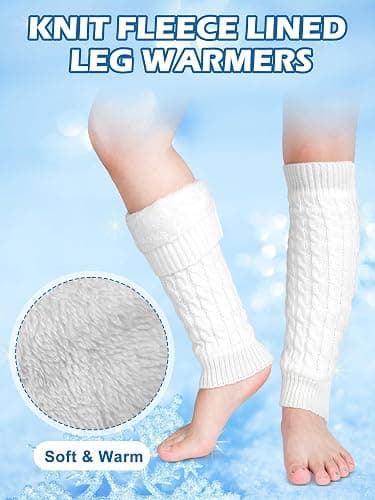 Shihanee Winter Fleece Lined Leg Warmers for Women Knit Long Leg Warmers Warm Fleece Lined Boot Socks for Skating Daily Wear thumbnail 3