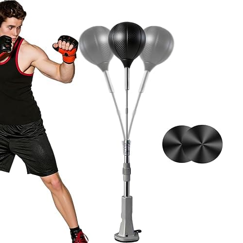 Punching Bag with Stand(2Black Rubber Mat) - One-Touch Suction Attachment,Height Adjustable,Speed Bag for Training, Boxing Equipment, Boxing Bag for Teens & Adults - Image 1