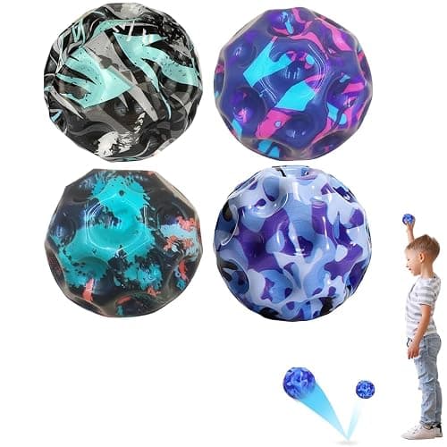 PAKSPAK 4 Pack Moon Bouncy Ball for Kids, Super High Bouncy Balls for Kids, Easter Egg Fillers, Easter Busket Stuffers for Boys - Image 1