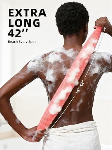 Cleangor 2Pcs African Net Sponge Authentic with Knots - Exfoliating Body Scrubber for All Skin Types, African Bath Sponge, Wash Cloth, Gentle Exfoliation Shower Rag for Women Daily Use(Pink & Purple) thumbnail 3