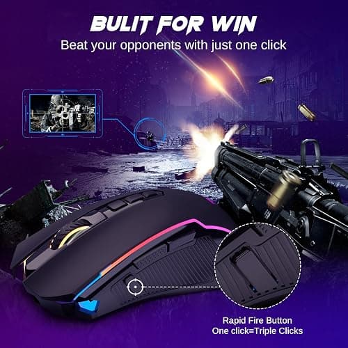 Redragon Wireless Gaming Mouse, Tri-Mode 2.4G/USB-C/Bluetooth Mouse Gaming, 12000 DPI, RGB Backlit, Fully Programmable, Rechargeable Wireless Computer Mouse for Laptop PC Mac, Black thumbnail 5