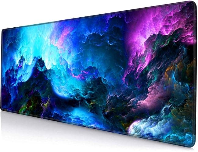 SANWUMIAN Gaming Mouse Pad, Large Non-Slip Rubber Base Mousepad, Keyboard Mouse Mat, Desk Pad with Stitched Edges, 31.5x11.8inch, Dazzling Galaxy - Image 1