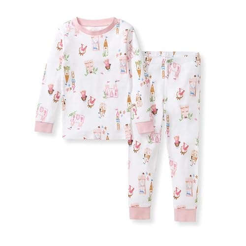 Burt's Bees Baby Girls Organic Cotton Pajamas, Toddler PJ Set, 2-PC | Soft, cozy, snug fitting pajamas feature stretchy ribbed cuffs and hand painted prints to make bedtime a breeze - Image 1