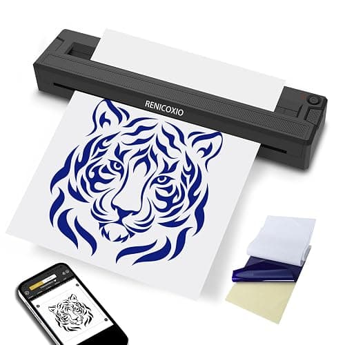 Renicoxio Tattoo Stencil Printer for Tattoo Beginners&Artists, Wireless Thermal Transfer Machine with 10 Thermal Papers, Support Android, iOS, Windows, MacOS, Work with Mobile and PC - Image 1