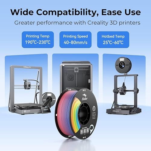 Creality 3D Printer Filament 1.75mm, Rainbow Upgrade PLA+ Filament Strong Toughness No-Tangling Vacuum Packaging 3D Printing Filament Fit Most 3D Printers, 1kg Spool, Accuracy +/- 0.02mm, Multi-Color thumbnail 5