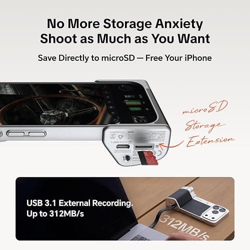PGYTECH RetroVa Grip Kit for iPhone 17 Pro Max, Vintage Phone Case with Quick-Release Bluetooth Shutter Grip, MicroSD Slot, 1/4"-20 Thread, Physical Controls & App Integration - Graphite Black thumbnail 3