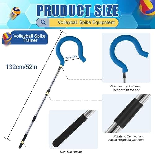 Adjustable Volleyball Spike Trainer with Question Mark Hook, Portable Lightweight Hitting Trainer for Serving, Spiking & Jump Training, Real-Ball Feel, Volleyball Gift for Beginners & Pros (No Ball) thumbnail 3