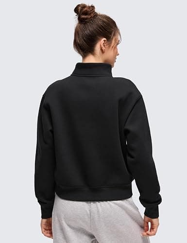 CRZ YOGA Fleece Lined Half Zip Sweatshirt for Women - Pullover Funnel Neck Workout Casual Sweat Shirts with Pocket thumbnail 2