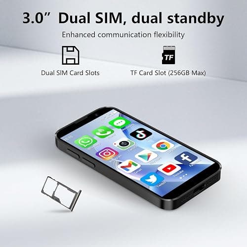 CoolBuBu Mini Phone,Mini Smartphone with 3.0" HD Touch Screen,World's Smallest Unlocked Android Compact Mobile Phone for Kids Cell Phone App Download WiFi GPS Face lD 2GB+16GB (Black) | MINI PHONE thumbnail 7