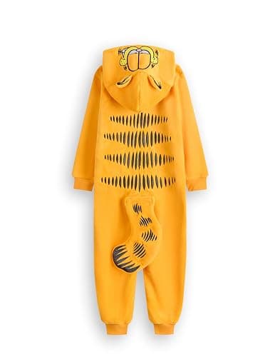 Garfield Adults Onesie | All in One Sleepsuit Pyjamas in Orange for Men & Women | Zip Jumpsuit with Hood and 3D Tail thumbnail 4