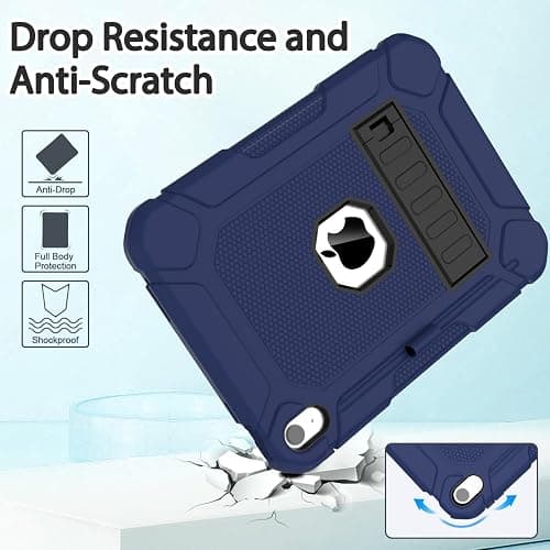 BMOUO for iPad A16 11th/10th Generation Case(11"/10.9" 2025/2022),Navy Blue | iPad 11th 10th Gen Case with Kickstand & Pencil Holder, Heavy Duty Shockproof Protective iPad A16 Case thumbnail 5