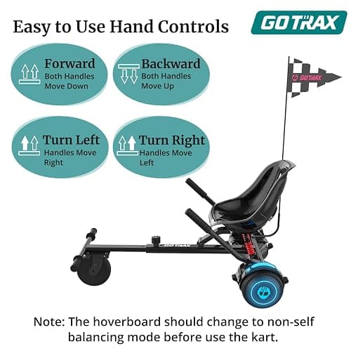 Gotrax Hoverboard Kart Seat Attachment Accessory for 6.5" 8" 8.5" 10" Self Balancing Scooter, Adjustable Frame Length and Handlebar Control Buggy Attachment, Hover Board Go Kart Accessory Kids Adults thumbnail 6