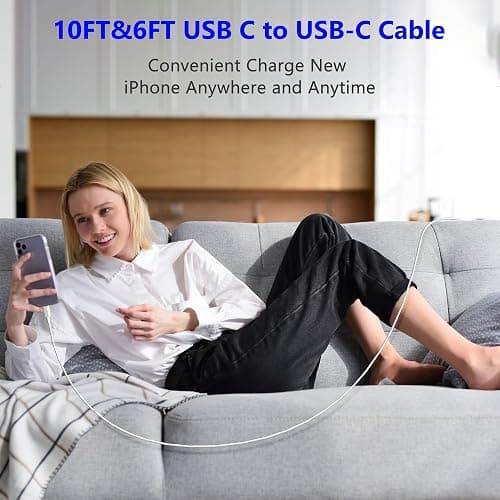 JSXKYNVTE iPhone 16 15 Charger Fast Charging,20W 2Pack USB-C Wall Charger Block with 10ft&6ft Type C to USB C Cable Compatible for iPhone 16/16 Pro/16 Pro Max/16 Plus/15/15 Plus/15 Pro/15 Pro Max thumbnail 7