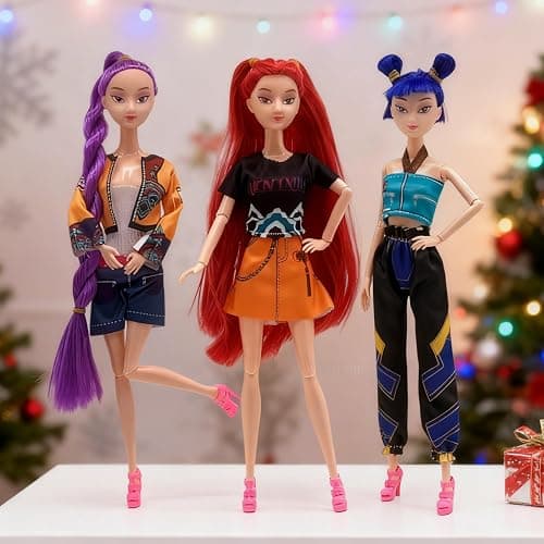 HIDLY 2025 Korean Idol Dolls Set with Trendy Outfits,Singer Doll Merch Christmas Decorations Gifts (Multicolor) thumbnail 2