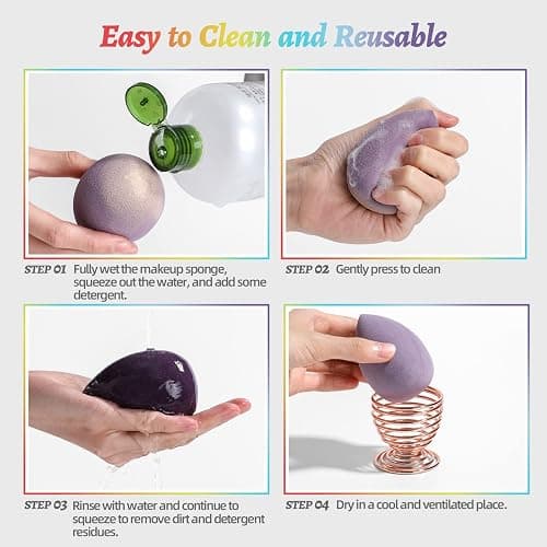Makeup Sponge Set BS-MALL 7 Pcs blender sponge for Liquid, Cream, and Powder, Multi-colored Makeup Sponges (B-7Color) thumbnail 5