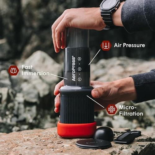 AeroPress Go, Extra Small Portable Coffee Maker Kit, Travel, Hiking & Camping, All-in-One French Press, Pour-Over & Espresso Style Manual Brewer, 2 Min Brew Makes a Less Bitter, More Flavorful Cup thumbnail 3