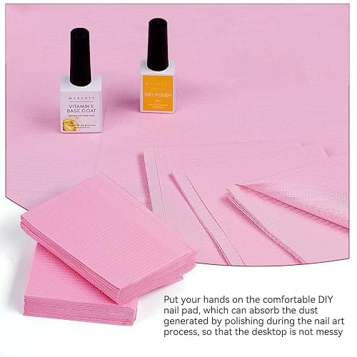 Makartt 50 Pcs Pink Disposable Nail Mats, 18"x13" Waterproof | 3-Ply Absorbent Nail Mat with PE backing, Foldable for Easy Storage, Ideal for Salon, Tattoo, and Home DIY Manicure thumbnail 9