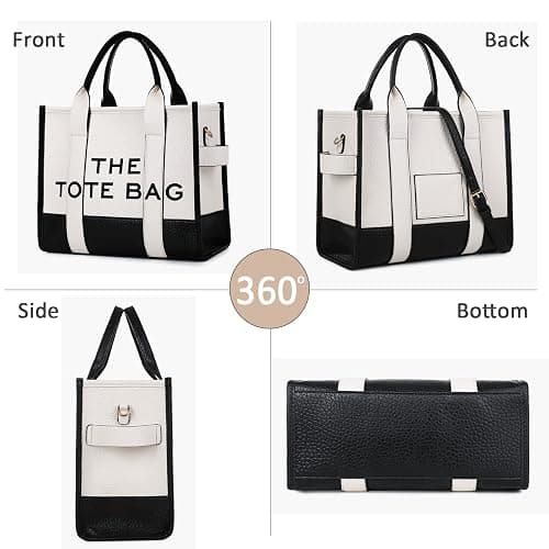 Tote Bags for Women - Personalized Canvas Tote Bags with Zipper Mini Top-Handle Crossbody Tote Bag Handbag for Travel Work thumbnail 6