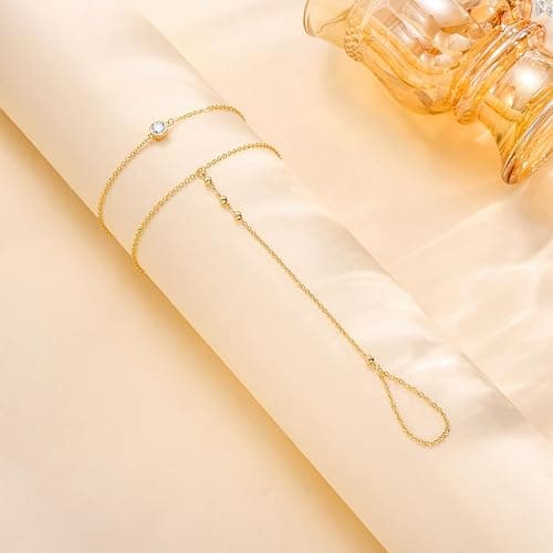 CHESKY 14k Gold Plated Hand Chain Bracelet for Women Trendy, Dainty Ring Bracelets Hand Chain Finger Nail Bracelet Simple Gold Hand Jewelry for Women Gifts thumbnail 6