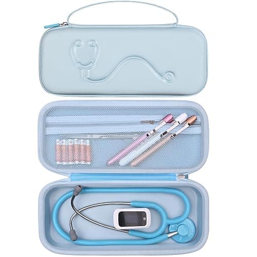 Stethoscope Case for 3M Littmann Classic III & Lightweight II S.E, Blue | for MDF Stethoscope, Hard Shell Carrying Case with Mesh Pocket & Handle, Nursing Students Essential Accessories, Case Only - Image 1
