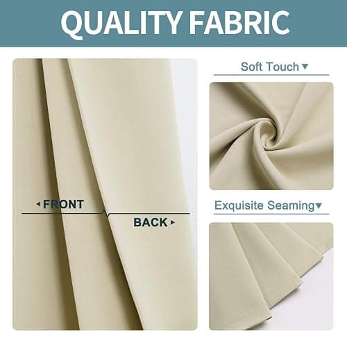 ChrisDowa Room Darkening Curtains for Bedroom and Living Room 63 Inch Long | 2 Panels Set, Thermal Insulated, Noise Reducing, Grommet, Blackout Drapes, Window Treatments, Beige, 42 x 63 Inch thumbnail 4