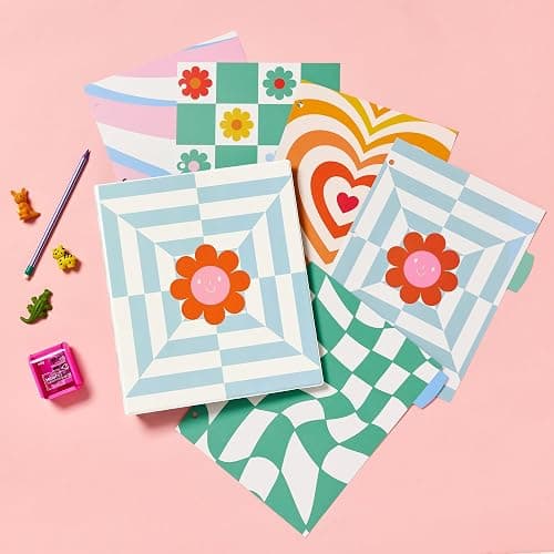 Avery 3 Ring Binder, 1 Inch Round Rings, Retro Collection, Flower Power (26802) thumbnail 2