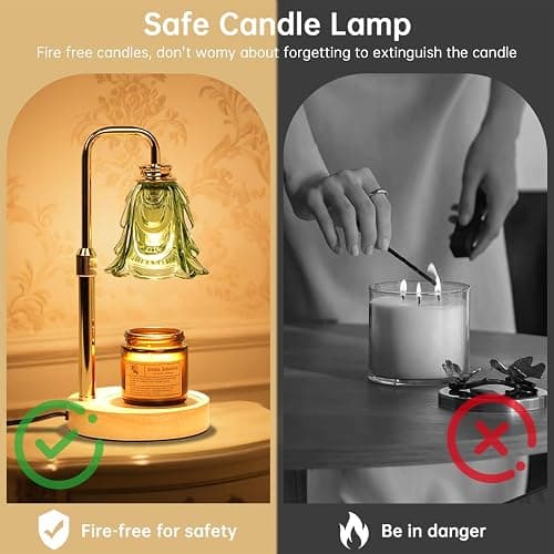 Droyek Candle Warmer Lamp with Timer Electric Candle Warmer Lamp Adjustable Height Dimmable Wax Warmer Lamp Jar Candles with 2 Bulbs for Home Decor & Office thumbnail 6