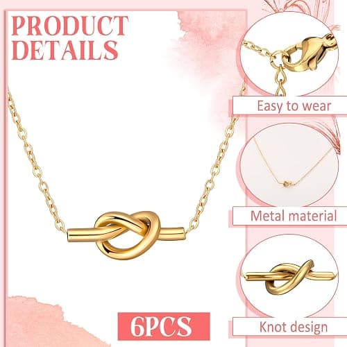 Tondiamo 6 Sets Friendship Necklace for Women Love Knot Necklace with Canvas Drawstring Bags Friendship Graduation Gifts for Her Best Friend and Soul Sister Birthday Gifts thumbnail 3