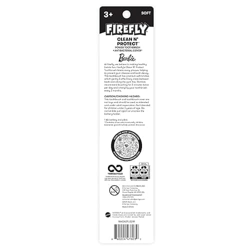 Firefly Clean N' Protect Barbie Toothbrush with Antibacterial Cover, Soft Bristles, Battery Included, Ages 3+, 1 Count thumbnail 2