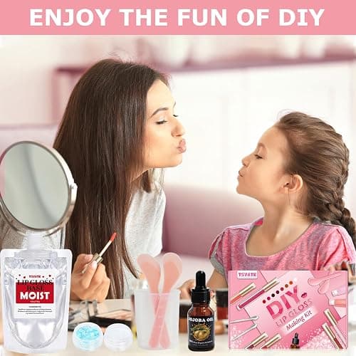 TSVATE Lip Gloss Making Kit, Lip Gloss Kit, Diy Lipgloss Set, Fun Make Your Own Lipgloss Kids Lip Gloss for Girls, Women, Moisturizing Lip Gloss Base, Jojoba Oil, Tubes, Gift for Her thumbnail 5