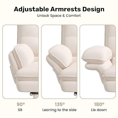 Criss Cross Office Chair with Flip-Up Armrests and Headrest, 135° Reclining Swivel Velvet Criss Cross Chair with Wheels & Foot Rest, Big and Tall Cloud Cross Legged Office Chair for Home, Cream thumbnail 6