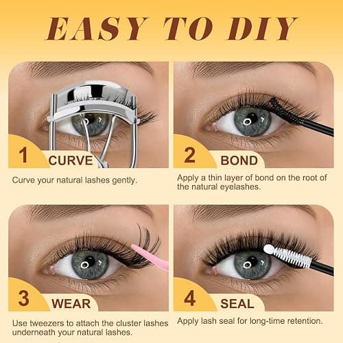 QUEWEL 580PCS Lash Clusters Kit 30D+40D+50D+60D+80D+100D Lash Clusters Kit | 10-18mm Cluster Lashes Individual Eyelash Clusters Reusable for Natural DIY Cluster Eyelash Extensions for Beginners thumbnail 9