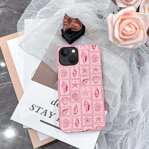 Case for iPhone 13,Frosted 2-Layer Durable Case for Girl Women,Pink Seashells Stamps Beachy - Pink Seashells Stamps Beachy - iPhone 13 thumbnail 4