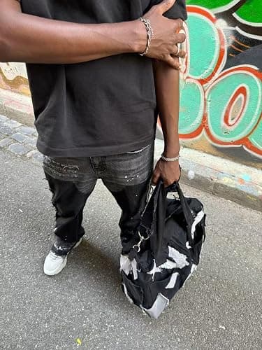 MILANG Jeans Strappati, Pantaloni in Denim Stretch Slim Fit, Streetwear Stile Y2k thumbnail 6