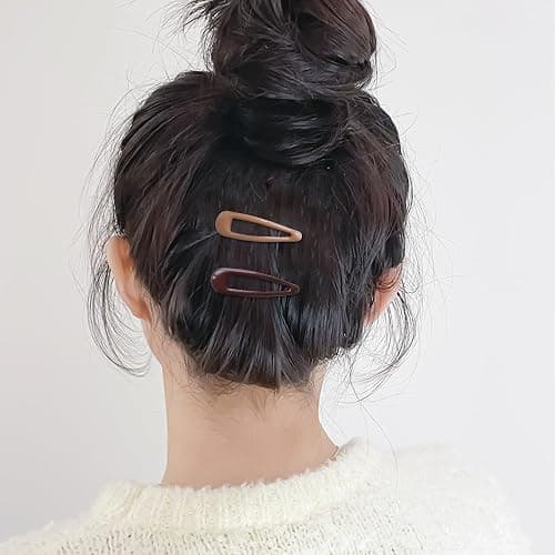 Cptots 20 PCS Metal Snap Hair Clips Water Drop No Slip Barrettes for Women Bright Small Hair Clips For Thick And Thin Fine Hair,Black Beige Brown,1.97 x 0.5 In. thumbnail 5