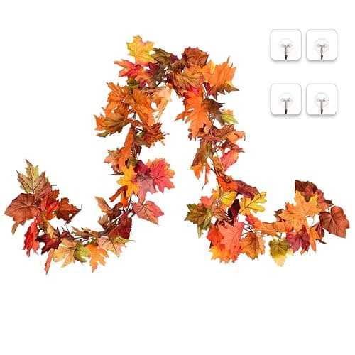 Artiflr 2 Pack Fall Maple Leaf Clearance, 5.9Ft/Piece Hanging Vine Garland Artificial Autumn Foliage Thanksgiving Decor for Home Wedding Fireplace Party Christmas thumbnail 3