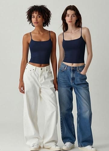Avidlove Tank Tops for Women Square Neck Spaghetti Strap Double Lined Y2K Going Out Camisole Top thumbnail 7